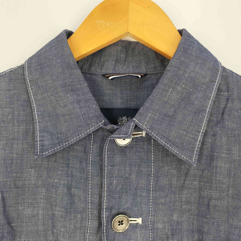 アクアスキュータム AQUASCUTUM リネンブレンド ステッチデザイン シャツジャケット メンズ import:L
