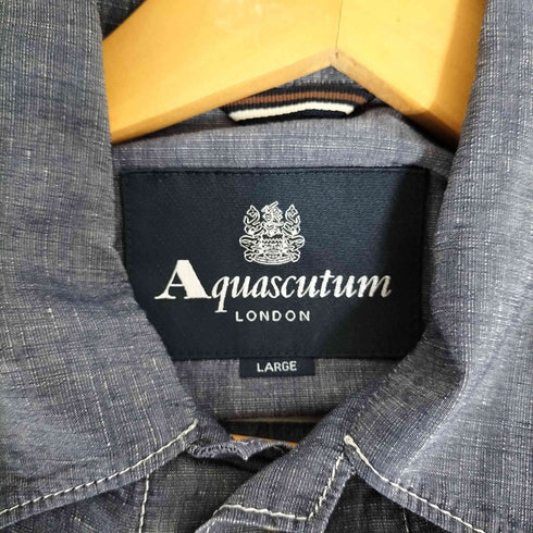 アクアスキュータム AQUASCUTUM リネンブレンド ステッチデザイン シャツジャケット メンズ import:L