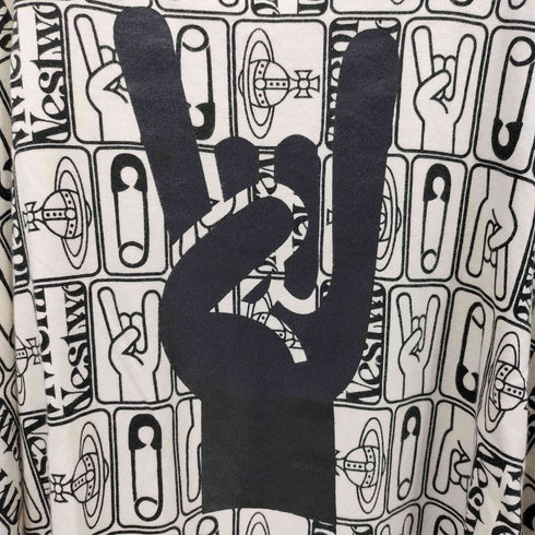 ヴィヴィアンウエストウッドマン Vivienne Westwood MAN メロイックサイン プリント 総柄 ビッグシルエット Tシャツ メンズ FREE