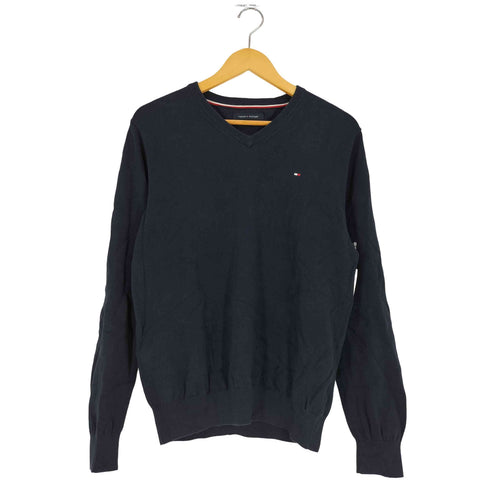 トミーヒルフィガー TOMMY HILFIGER ロゴ刺繍 コットン Vネックニット メンズ import:M