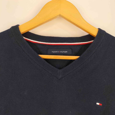 トミーヒルフィガー TOMMY HILFIGER ロゴ刺繍 コットン Vネックニット メンズ import:M
