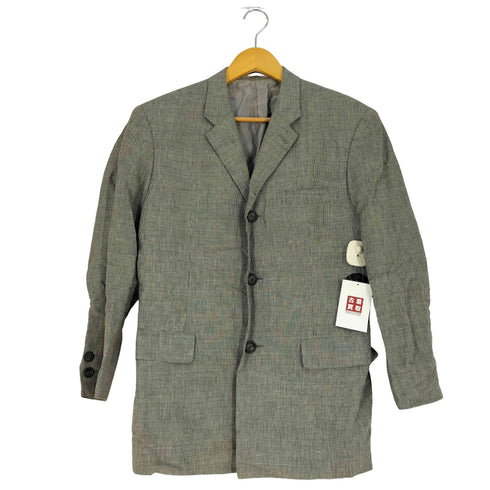 イッセイミヤケ ISSEY MIYAKE 80s DUETRIO 千鳥格子柄 コットンリネン 3Bテーラードジャケット メンズ JPN:S