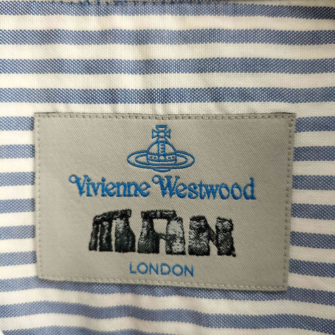 ヴィヴィアンウエストウッドマン Vivienne Westwood MAN オーブ刺繍 エポレット 半袖 ストライプシャツ メンズ JPN:2