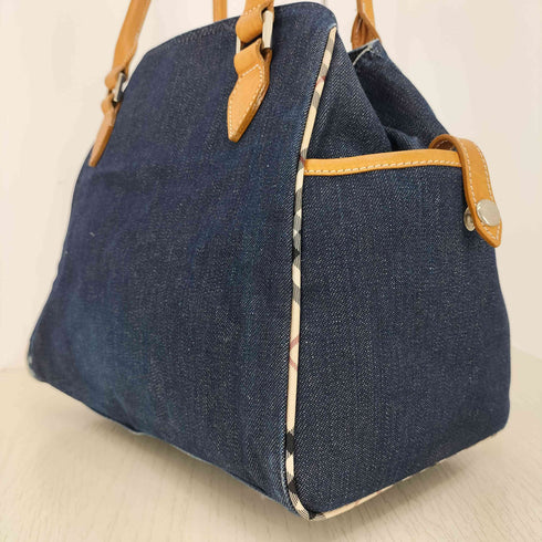 バーバリーブルーレーベル BURBERRY BLUE LABEL ノバチェック デニム ハンドバッグ メンズ