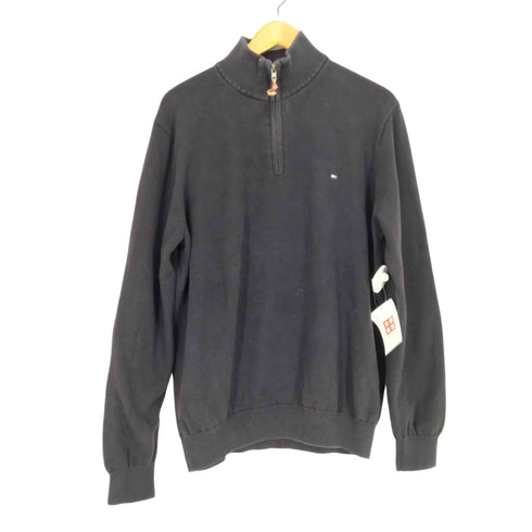 トミーヒルフィガー TOMMY HILFIGER ロゴ刺繍ハーフジップコットンニット メンズ JPN:L
