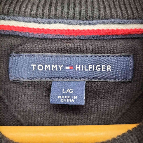 トミーヒルフィガー TOMMY HILFIGER ロゴ刺繍ハーフジップコットンニット メンズ JPN:L