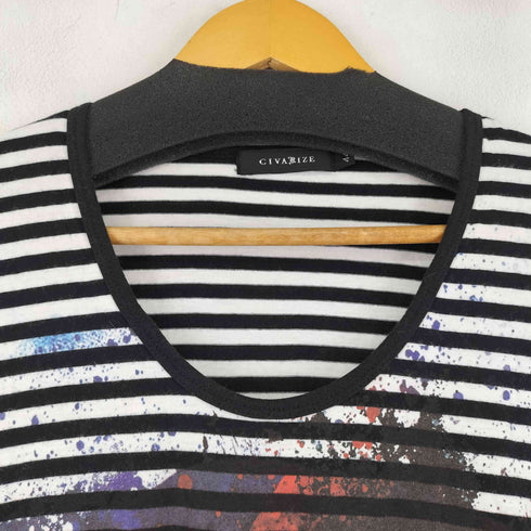 シヴァーライズ CIVARIZE ドローコードフロントプリントボーダー S/S カットソー レディース JPN:44