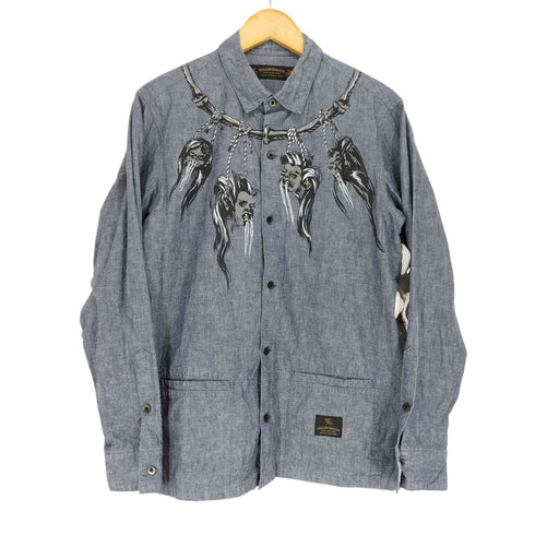 ネイバーフッド NEIGHBORHOOD 16SS SHRUNKEN/C-SHIRT.LS フロントプリント レギュラーカラー デニムシャンブレー 長袖シャツ メンズ JPN:M