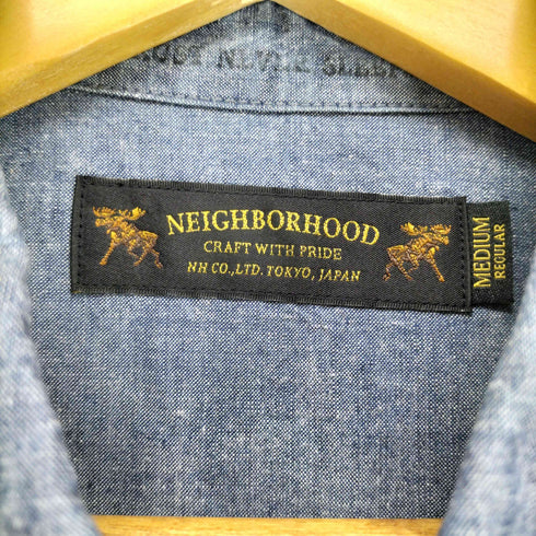 ネイバーフッド NEIGHBORHOOD 16SS SHRUNKEN/C-SHIRT.LS フロントプリント レギュラーカラー デニムシャンブレー 長袖シャツ メンズ JPN:M