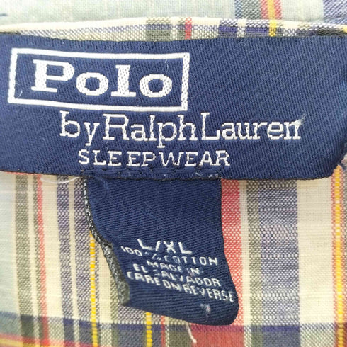 ポロラルフローレン POLO RALPH LAUREN SLEEP WEAR チェック 半袖 パジャマシャツ メンズ L/XL