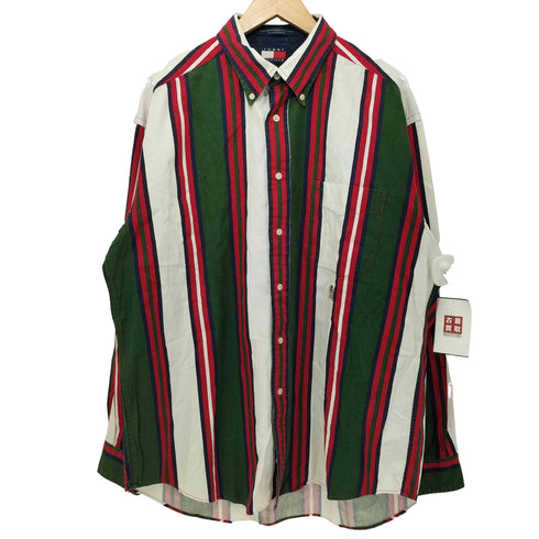 トミーヒルフィガー TOMMY HILFIGER 90s ロゴ刺繍 ストライプ ボタンダウンシャツ メンズ L/G