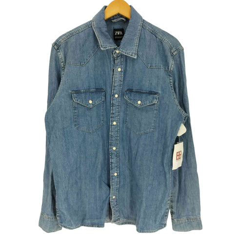 ザラ ZARA デニム ウエスタン シャツ メンズ import:M