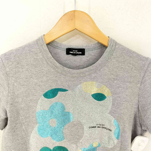 トリココムデギャルソン tricot COMME des GARCONS グリッターフラワープリントTシャツ レディース import:S
