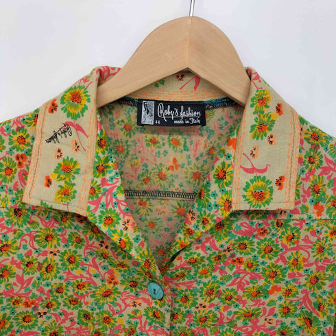 Roby's fashion イタリア製 花柄 オープンカラーシャツ レディース 44