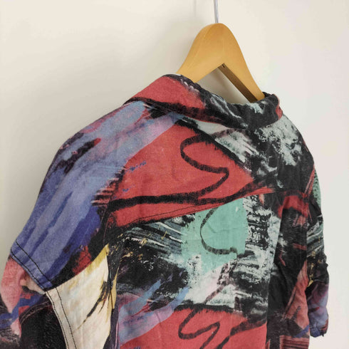 ロッキーモンロー Rocky Monroe ペイント 総柄 開襟 オープンカラー レーヨン シャツ メンズ JPN:M