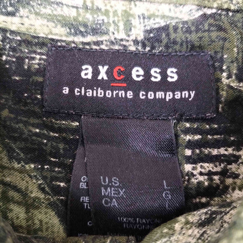 クレイボーン Claiborne axcess リーフ 総柄 レーヨン シャツ メンズ import:L