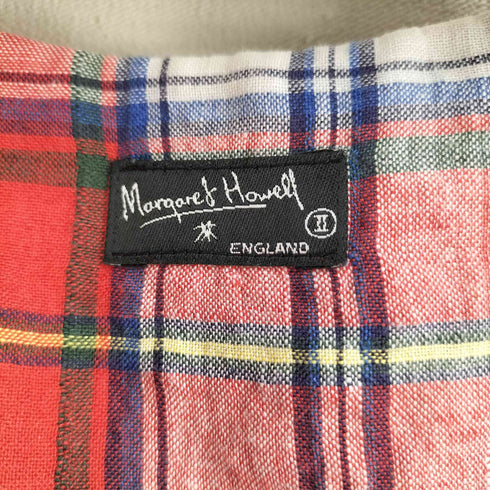 マーガレットハウエル MARGARET HOWELL 旧タグ 麻 リネン100 タータンチェック ノースリーブワンピース レディース JPN:2