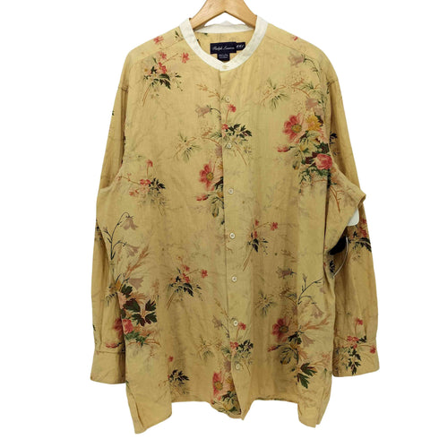 ラルフローレンパープルレーベル RALPH LAUREN PURPLE LABEL イタリア製 フローラル 花柄 バンドカラー L/S シャツ メンズ XXL