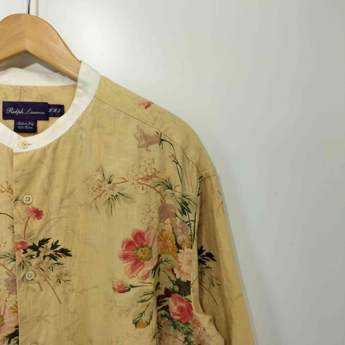ラルフローレンパープルレーベル RALPH LAUREN PURPLE LABEL イタリア製 フローラル 花柄 バンドカラー L/S シャツ メンズ XXL