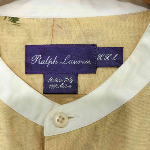 ラルフローレンパープルレーベル RALPH LAUREN PURPLE LABEL イタリア製 フローラル 花柄 バンドカラー L/S シャツ メンズ XXL