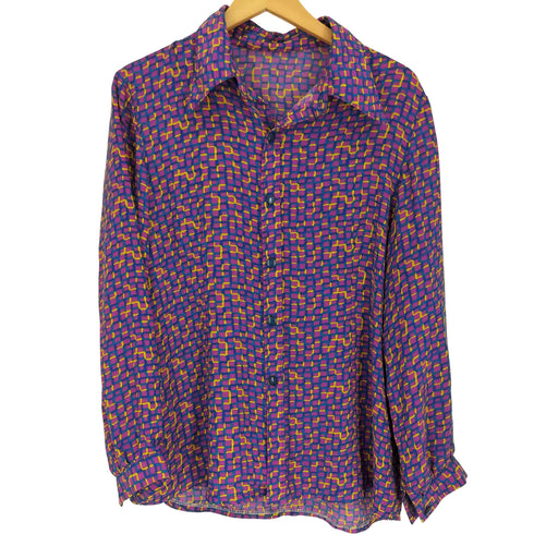 総柄 サイケ 開襟 オープンカラー L/S シャツ メンズ