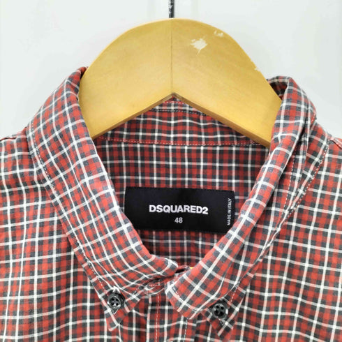 ディースクエアード DSQUARED2 チェック柄 ボタンダウン 半袖シャツ メンズ JPN:48
