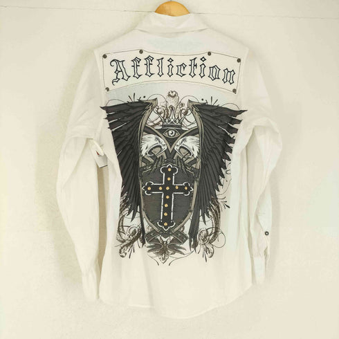 affliction スタッズプリントデザインL/Sシャツ メンズ JPN:S