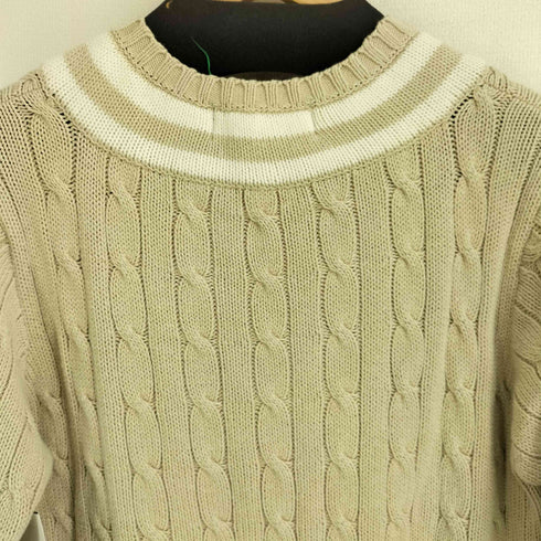 ラルフローレン RALPH LAUREN ケーブル編み Vネック チルデンニット コットン100 ニット レディース import:L