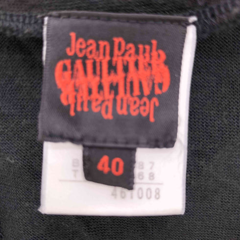 ジャンポールゴルチエ Jean Paul GAULTIER 刺繍 総柄 レーヨン コットン キュプラ ミックスファブリック バックオープン Vネック ニット カットソー レディース EUR:40