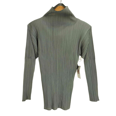 イッセイミヤケ ISSEY MIYAKE プリーツ ハイネック長袖カットソー レディース JPN:M