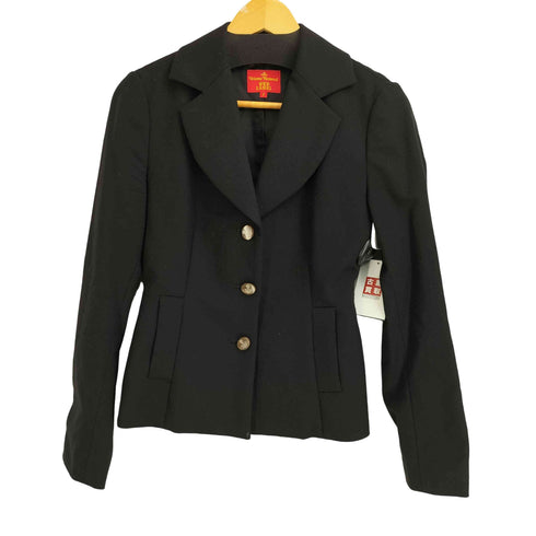 ヴィヴィアンウエストウッドレッドレーベル Vivienne Westwood RED LABEL 裏地オーブ刺繍 カシミヤ混 3B オーブボタン ウールテーラードジャケット レディース 2