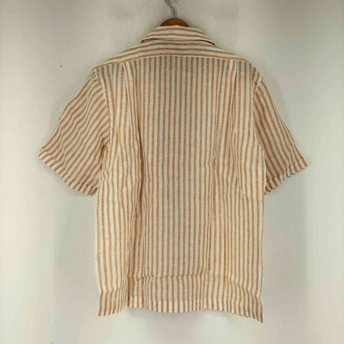 フェアファクス FAIRFAX リネン100ストライプ S/S オープンカラーシャツ メンズ L