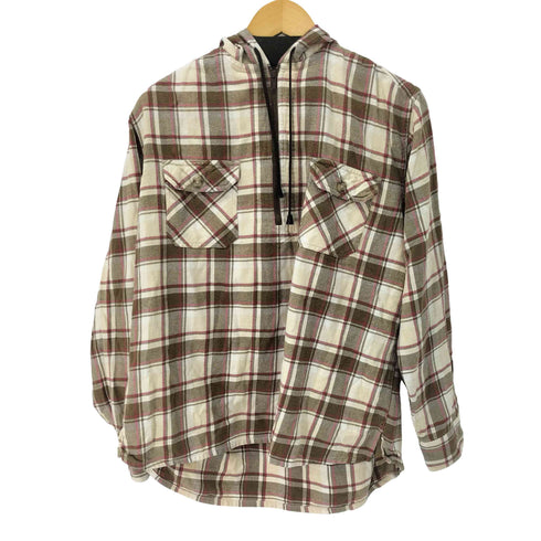 エディーバウアー Eddie Bauer チェック柄 ハーフジッププルオーバーパーカー メンズ import:L