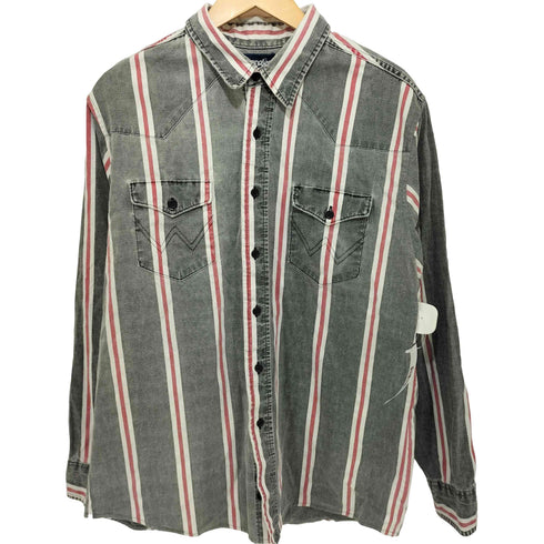 ラングラー Wrangler USA製 ストライプ ウエスタン L/S シャツ メンズ 171/2-36