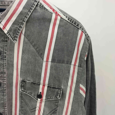 ラングラー Wrangler USA製 ストライプ ウエスタン L/S シャツ メンズ 171/2-36