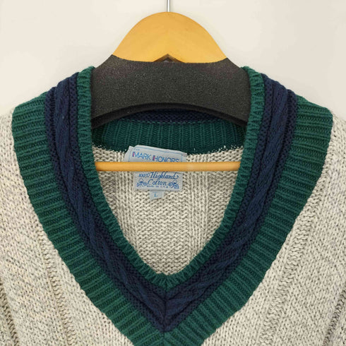 MARK HONORS COLLECTION USA製 100% HIHGLAND COTTON チルデンニット メンズ import:L
