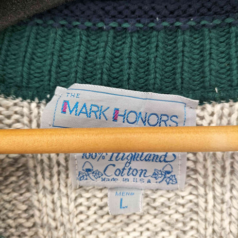 MARK HONORS COLLECTION USA製 100% HIHGLAND COTTON チルデンニット メンズ import:L