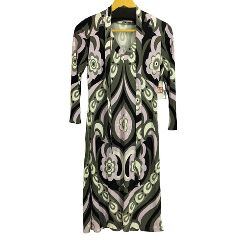 エミリオプッチ EMILIO PUCCI プッチ 柄 Vネック ベルテッド レーヨンワンピース レディース I 40