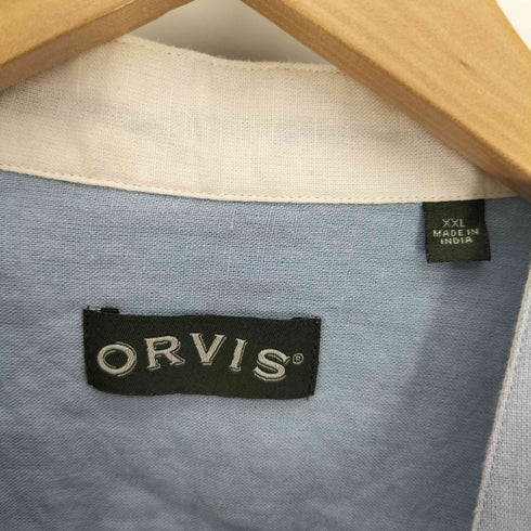 オービス ORVIS リネン コットン S/S バンドカラー シャツ メンズ import:XXL