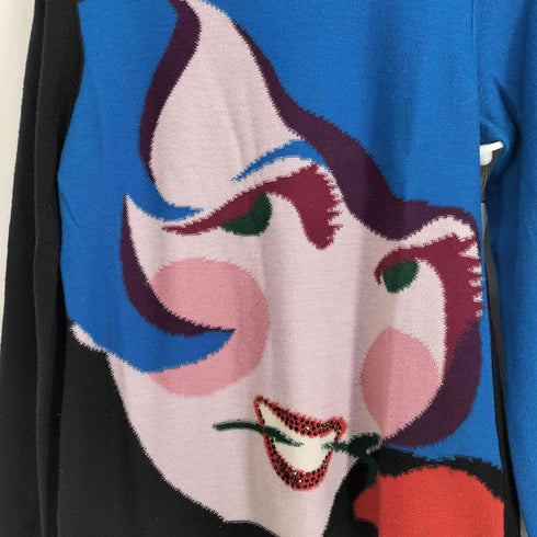 ソニアリキエル SONIA RYKIEL カシミヤ混 肖像画 グラフィック ビジューウールニット レディース 44