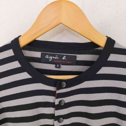 アニエスベー agnes b. L/S ヘンリーネックボーダーTシャツ メンズ JPN:2