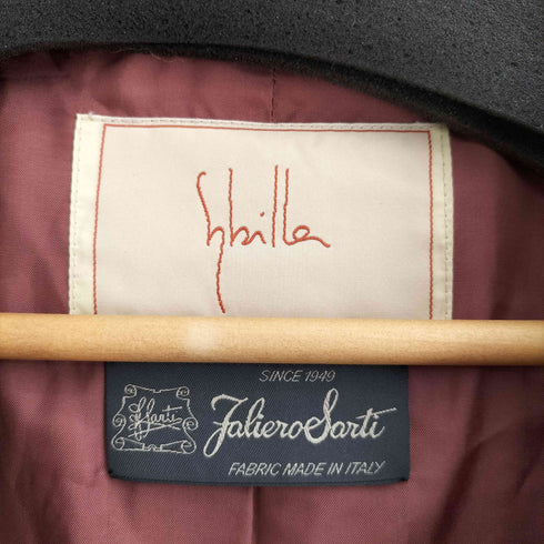 シビラ Sybilla イタリア製生地 くるみボタン ミックスツイード チェスターコート レディース L