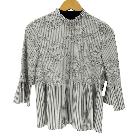 ザラ ZARA ストライプレイヤードレースブラウス レディース S