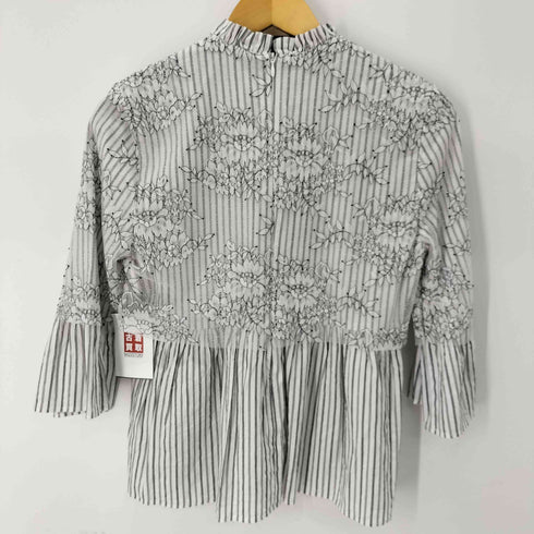 ザラ ZARA ストライプレイヤードレースブラウス レディース S