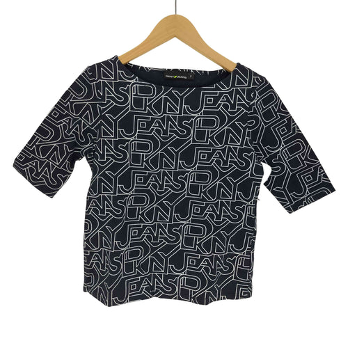 ダナキャランニューヨークジーンズ DKNY JEANS ロゴ 総柄 コットン ポリ ストレッチ Tシャツ レディース