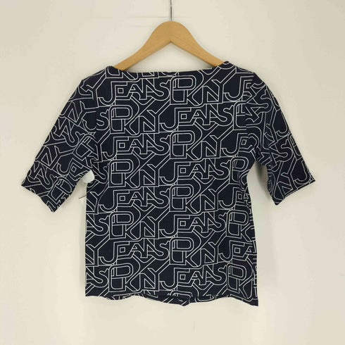 ダナキャランニューヨークジーンズ DKNY JEANS ロゴ 総柄 コットン ポリ ストレッチ Tシャツ レディース
