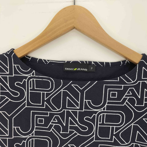 ダナキャランニューヨークジーンズ DKNY JEANS ロゴ 総柄 コットン ポリ ストレッチ Tシャツ レディース