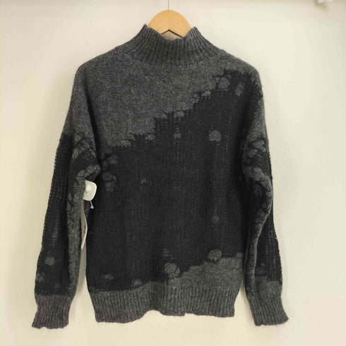 ディーゼル DIESEL 透かし編み ダメージレイヤード ハイネック ニット メンズ XS