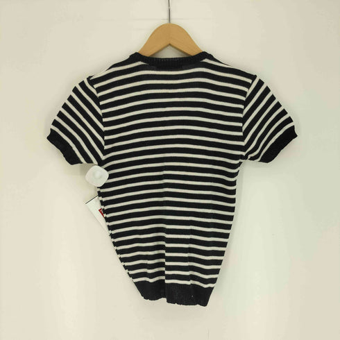 ジェイアンドエムデヴィッドソン J&M Davidson ベルギー製 シェルボタン ボーダー S/S コットン ニット カーディガン レディース