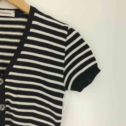 ジェイアンドエムデヴィッドソン J&M Davidson ベルギー製 シェルボタン ボーダー S/S コットン ニット カーディガン レディース